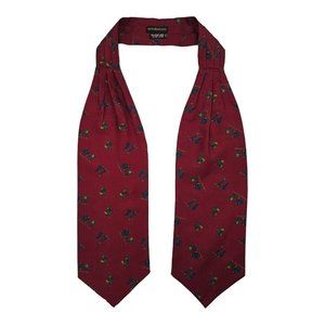 ROCCOBAROCCO Red Skiing Silk ASCOT CRAVAT ITALY 57"/ 6.2" EC